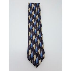XMI Classic 100% Silk Tie‎ Blue, Purple, Beige Abstract 60"